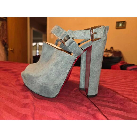 Christian Louboutin Tamila 140 MM Sandal/Clog Grey Suede 36.5 - Picture 13 of 14